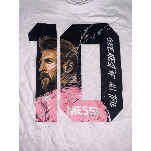 Lionel Messi Kids Toddlers T-Shirt White Greatest Of All Time Print Size 3T - Picture 2 of 10